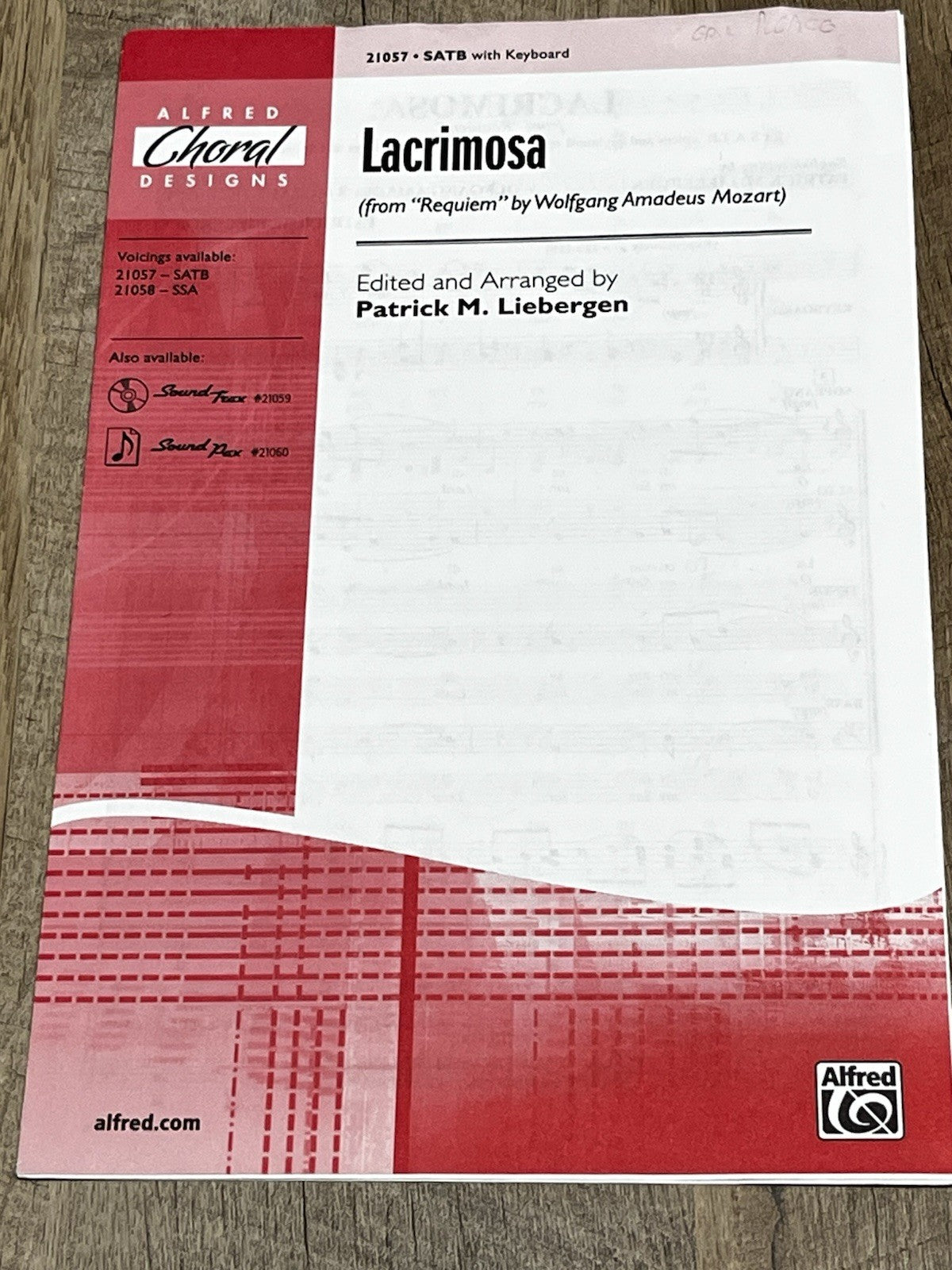 Lacrimosa (from Requiem) 21057 SATB With Keyboard Requiem Wolfgang Amadeus Moza