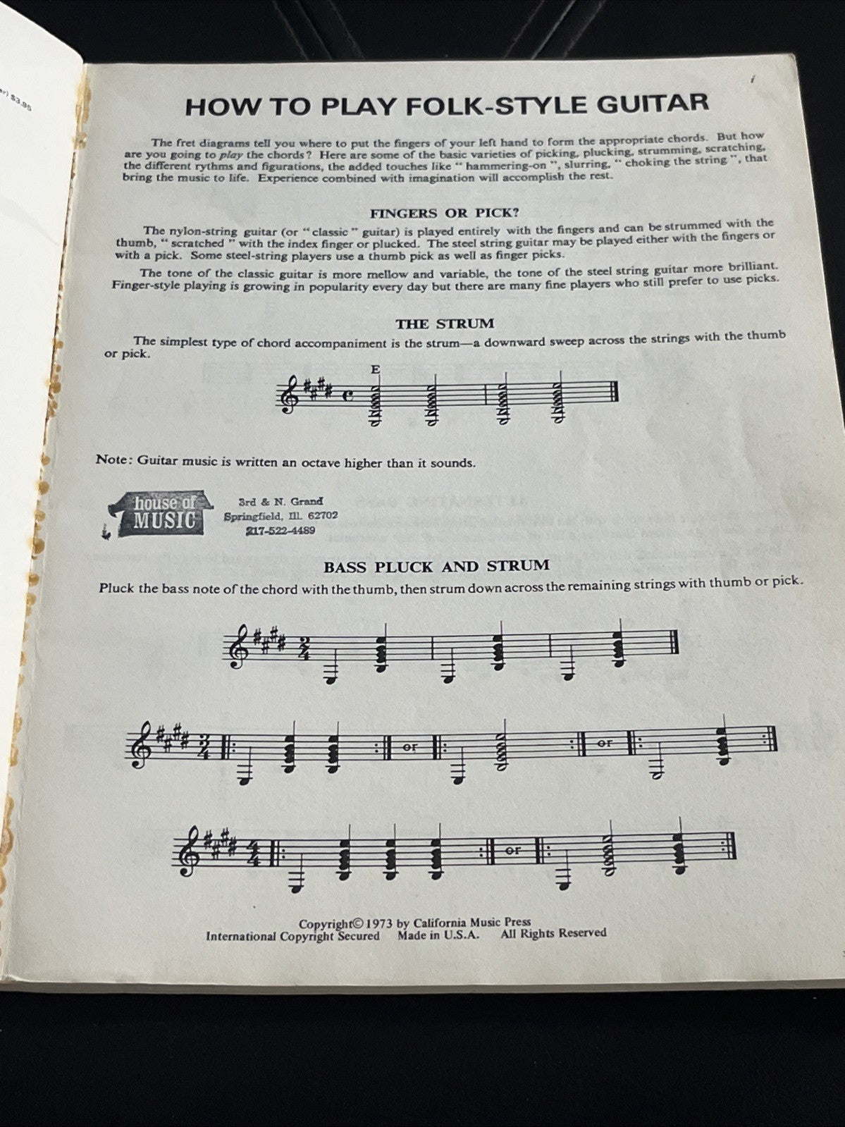 Hansen's 100 Best Easy-to-Play Folk Songs for Guitar" songbook 1st Edition 1973