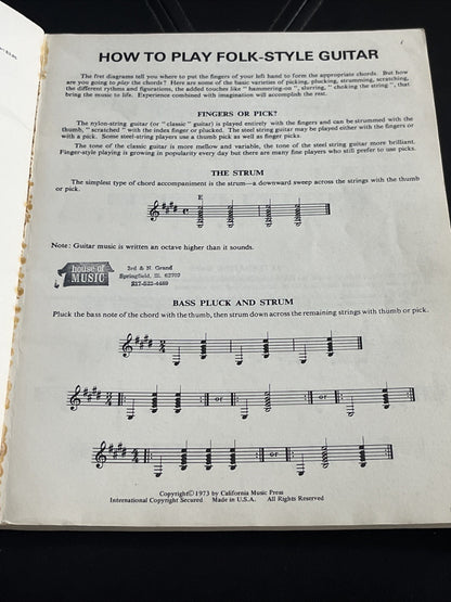 Hansen's 100 Best Easy-to-Play Folk Songs for Guitar" songbook 1st Edition 1973