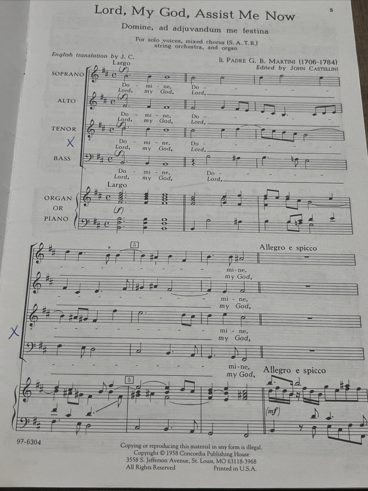 Lord, My God Assist Me Now sheet music Solo Voices SATB Strings,Organ 1958