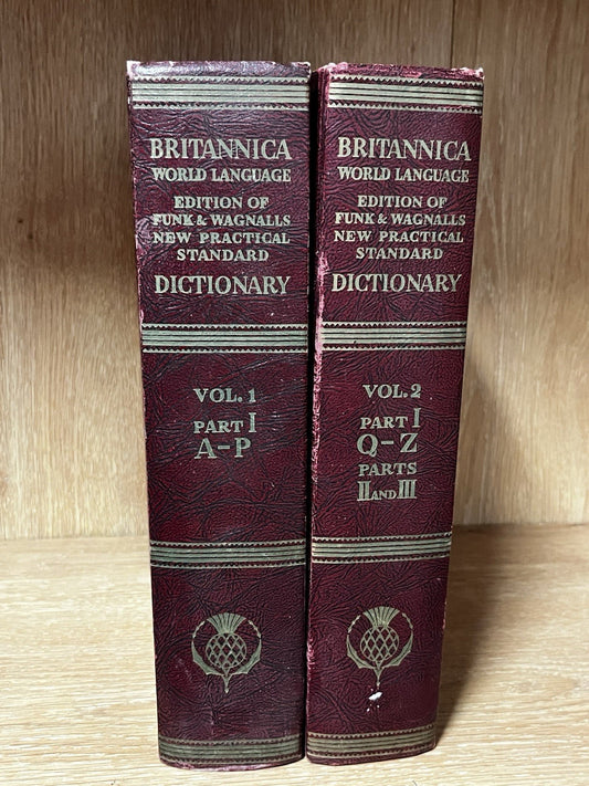 BRITANNICA WORLD LANGUAGE DICTIONARY VOL. 1 & 2 FUNK & WAGNALLS STANDARD 1954-55