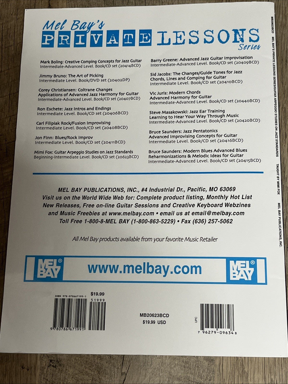 MEL BAY GUITAR ARPEGGIO STUDIES ON JAZZ STANDARDS By Mimi Fox **Book Only **