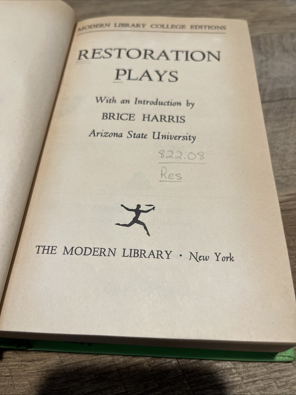 Restoration Plays Vintage 1953 (Modern Library edition) Random House, Inc. USA
