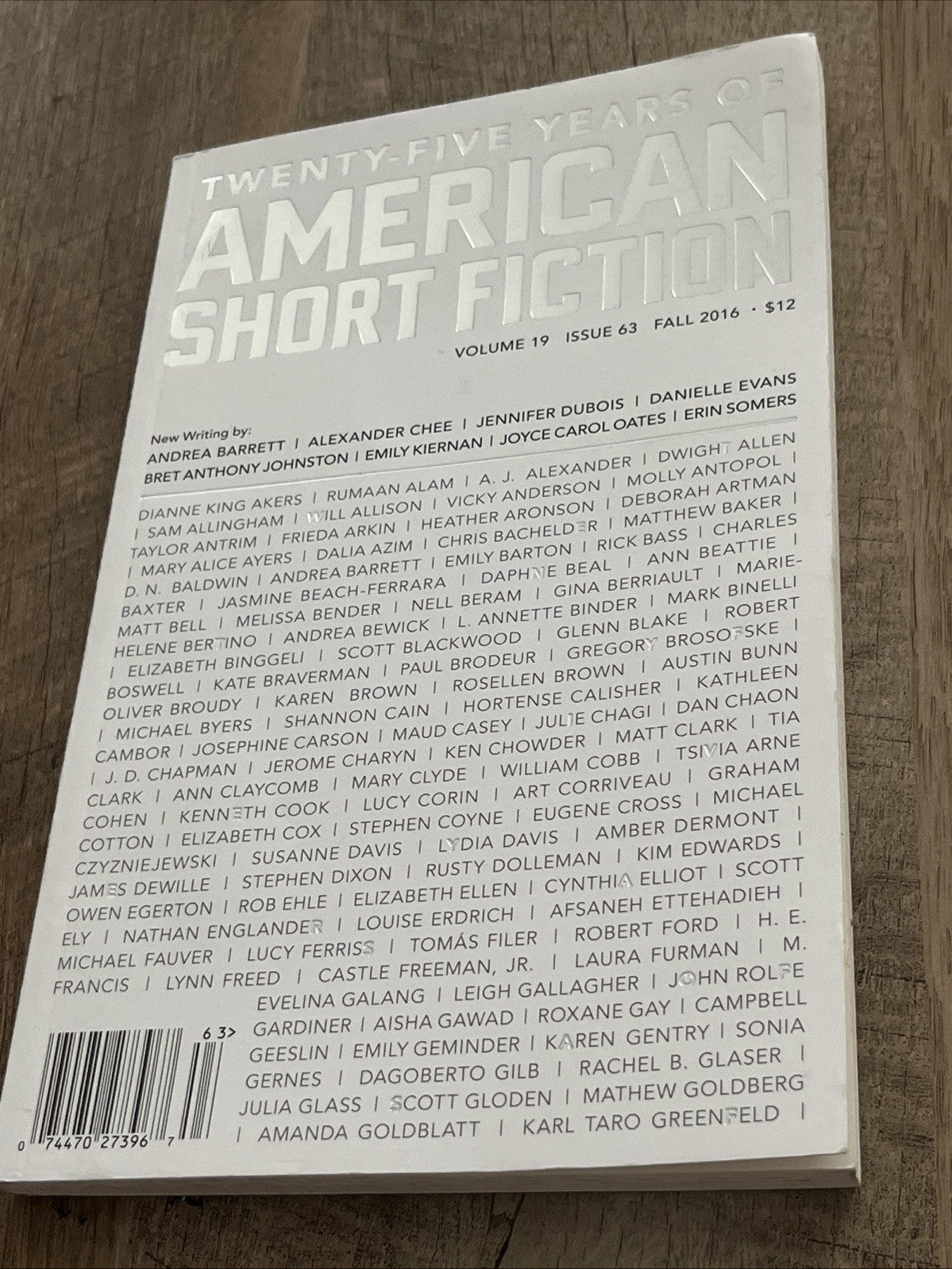 Twenty Five Years of American Short Fiction Issue Volume 19 Issue 63 Fall 2016