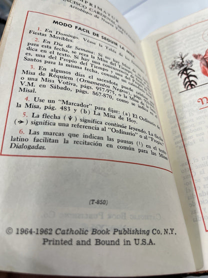 Misal Diario San Jose 1964 Rev Padre Hoever Spanish Catholic Book