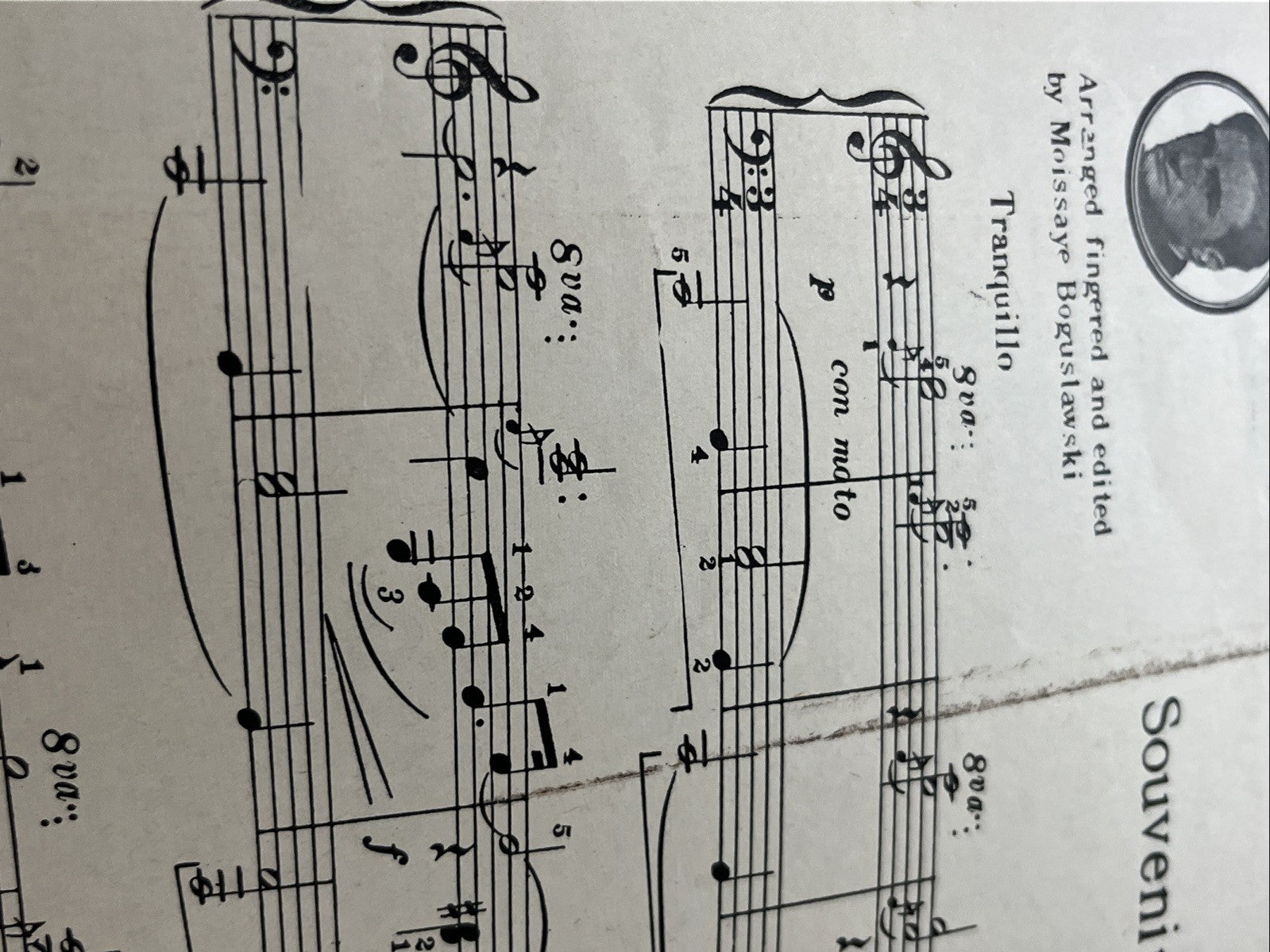 Piano Solo Souvenia by Franz Drdla Music Sheet Arranged By Boguslawski 1936