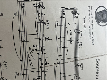 Piano Solo Souvenia by Franz Drdla Music Sheet Arranged By Boguslawski 1936