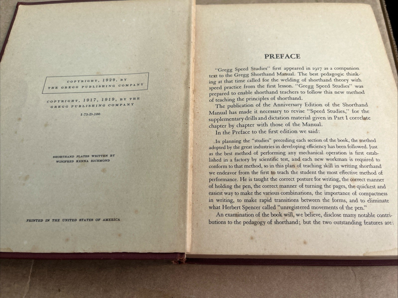 Gregg Speed Studies John Robert Gregg Anniversary Edition 1929 H/C Gregg Pub.