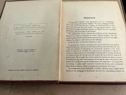 Gregg Speed Studies John Robert Gregg Anniversary Edition 1929 H/C Gregg Pub.