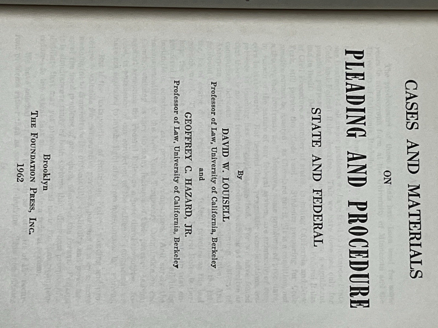 Cases & Materials On Torts, Cases On Federal Taxation, Pleading & Procedure SF