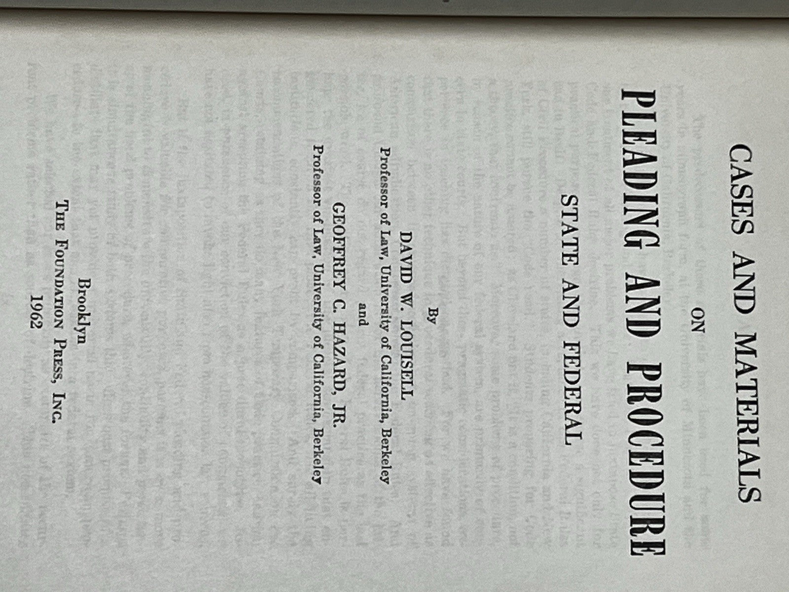 Cases & Materials On Torts, Cases On Federal Taxation, Pleading & Procedure SF