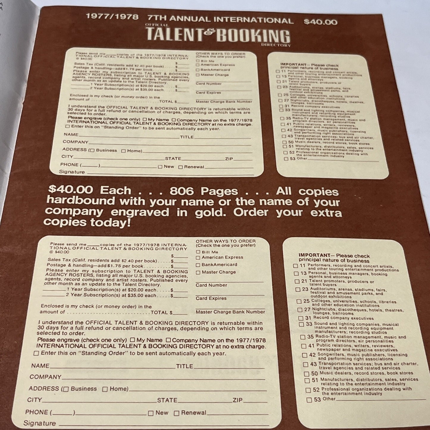 Talent and Booking Agency Rosters September/Octomber 1977 Seals And Crofts