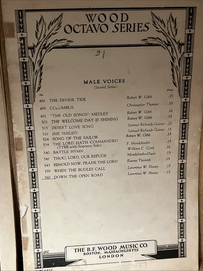 3pc Wood Octavo Series Christmas Carols Music Sheet No 7059-9, 7490-6, 1932/1941