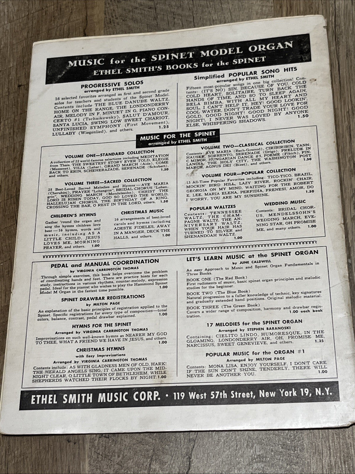 Ethel Smith's Favorite Tangos Songbook For Spinet Model Hammond Organ 1952