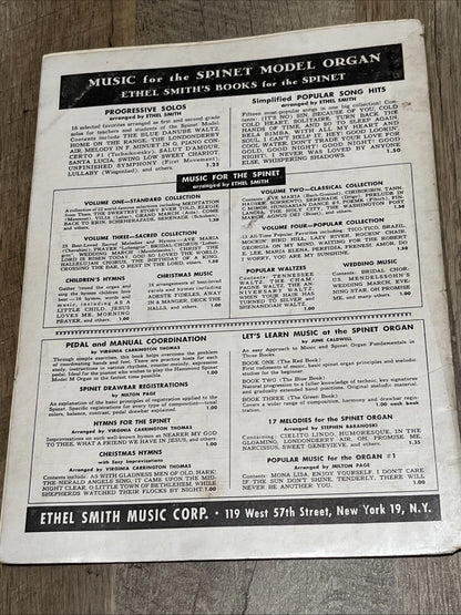 Ethel Smith's Favorite Tangos Songbook For Spinet Model Hammond Organ 1952