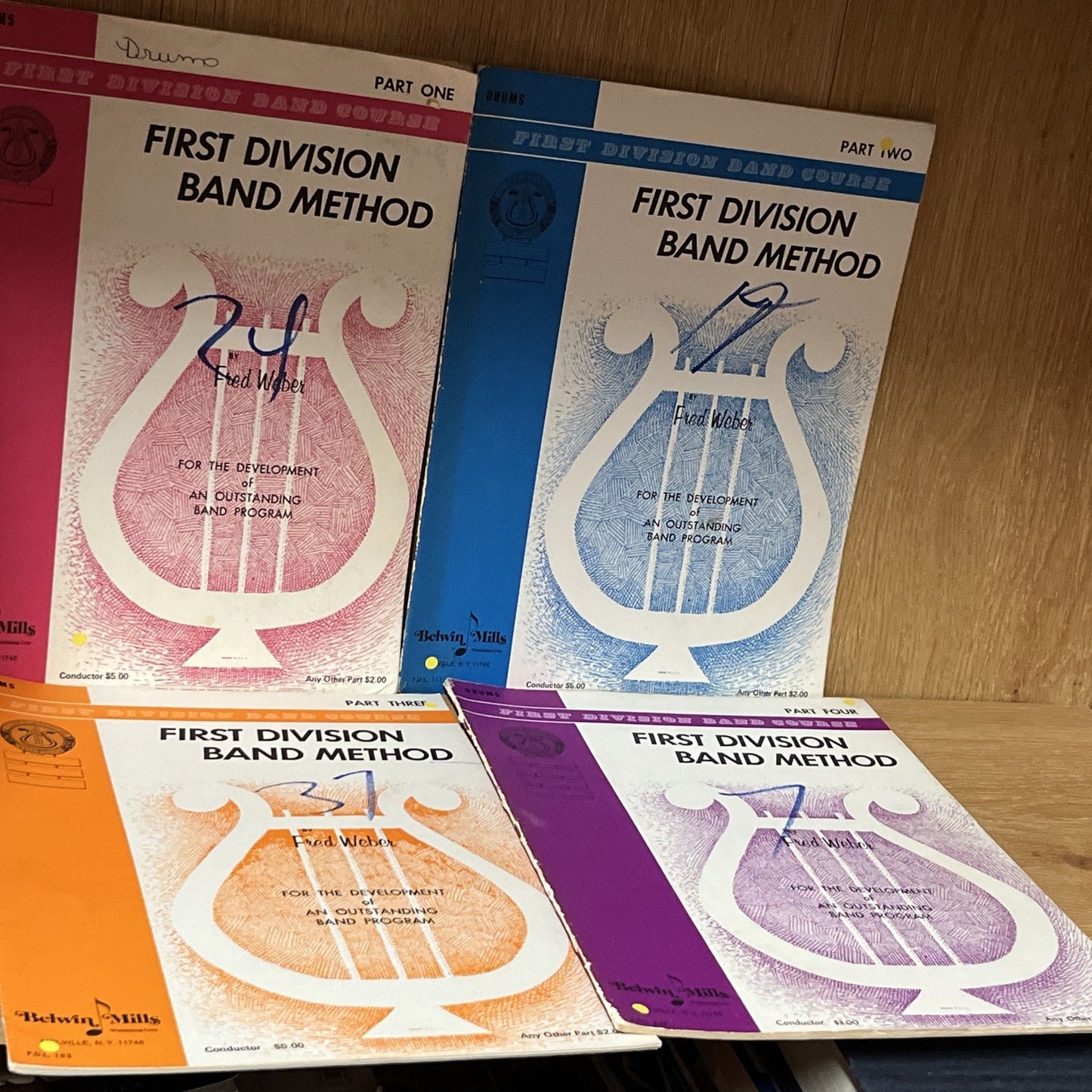 First Division Band Method Drum Sheet Book Lot Volume 1 - 4  (1960s)