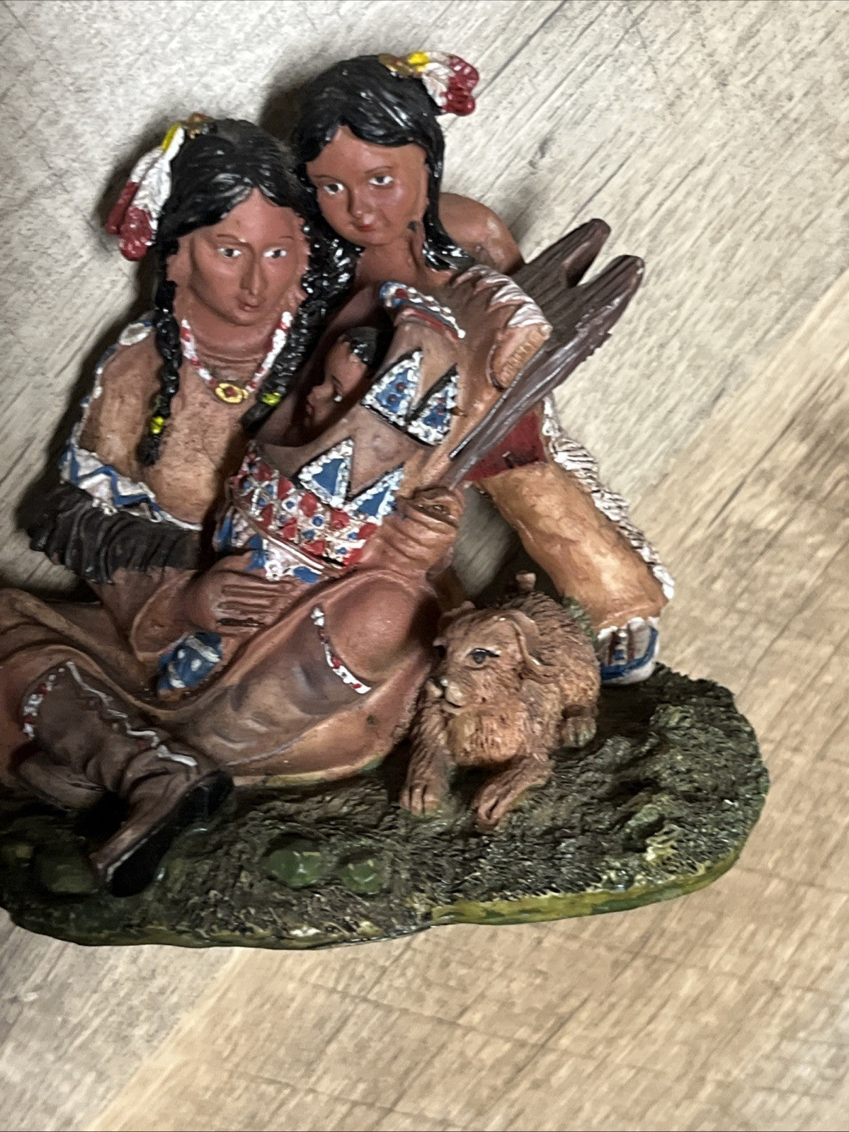 Native American India Family Figurine Details Decoration,hand paint 3 In Lot