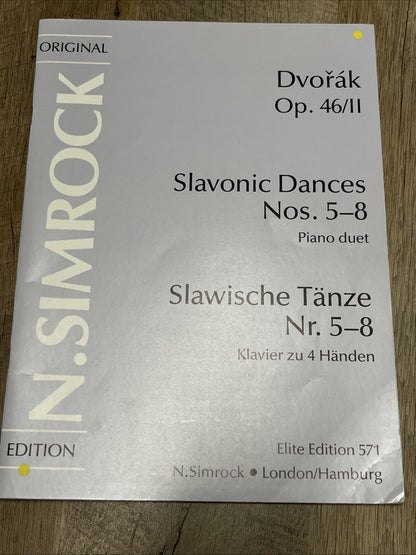 Dvořák Op. 46/11 Slavonic Dances Nos. 5-8 Piano duet Slawische Tänze Nr. 5-8