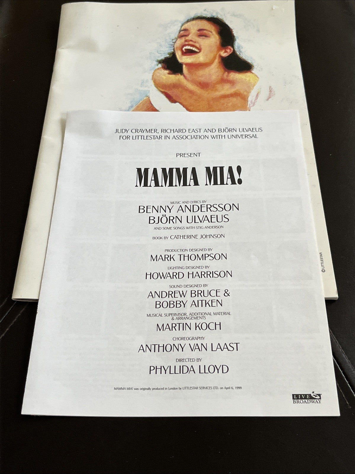 Mama Mia Program With 2 Panel Insert ABBA Play Theatre