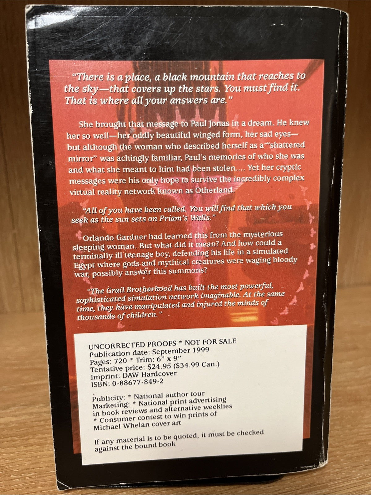 Tad Williams MOUNTAIN OF BLACK GLASS Uncorrected Proof For Limited Distributio