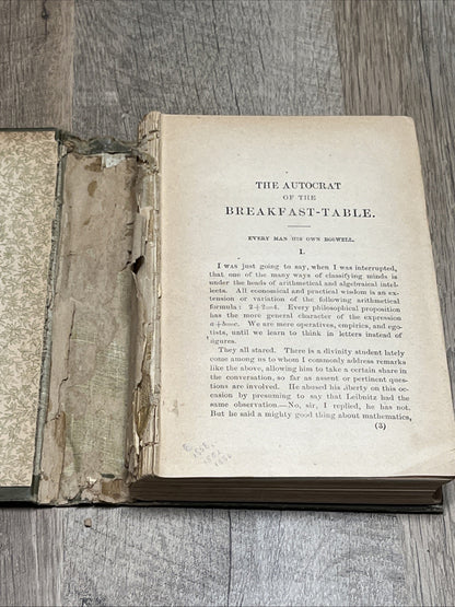 The Autocrat of the Breakfast Table by Oliver Wendell Holmes 1858- Missing Pages