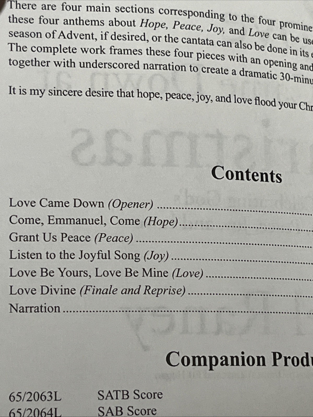 Love Came Down at Christmas - SATB Score with Performance CD