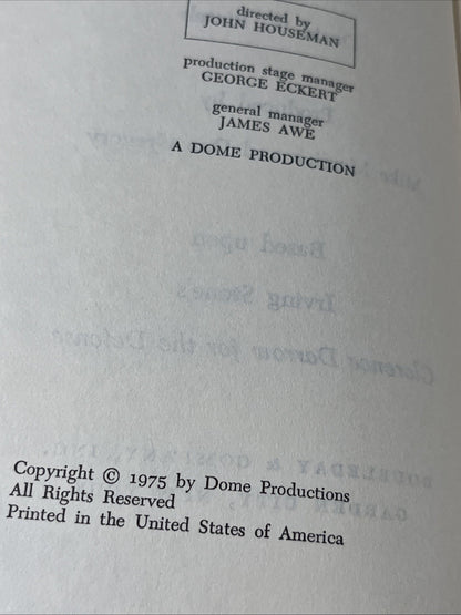 CLARENCE DARROW A One-Man Play David W. Rintels For The Defense BC Edition 1975