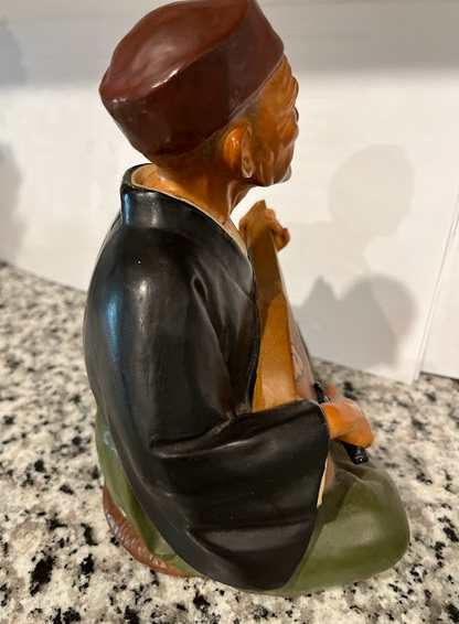 Hakata Urasaki Old Man Biwa Instrument Japanese Figurine Top of Biwa Is Broken