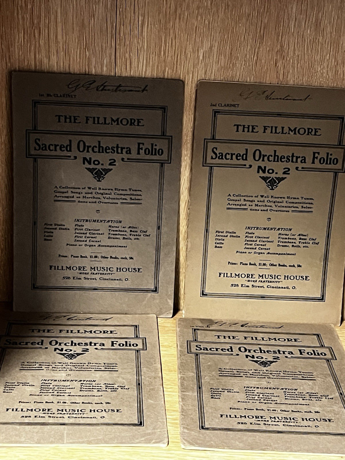 Lot of 5 The FILLMORE Sacred Orchestra Folio No.2 - 1931