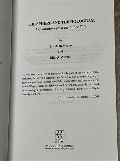 SPHERE AND THE HOLOGRAM, THE DeMarco, Frank Signed By Author