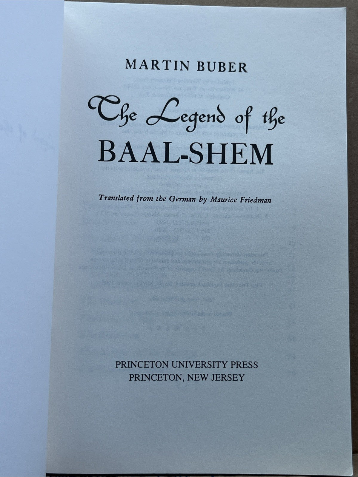 The Legend of the Baal-Shem by Martin Buber (English) 1st Princeton Paperback