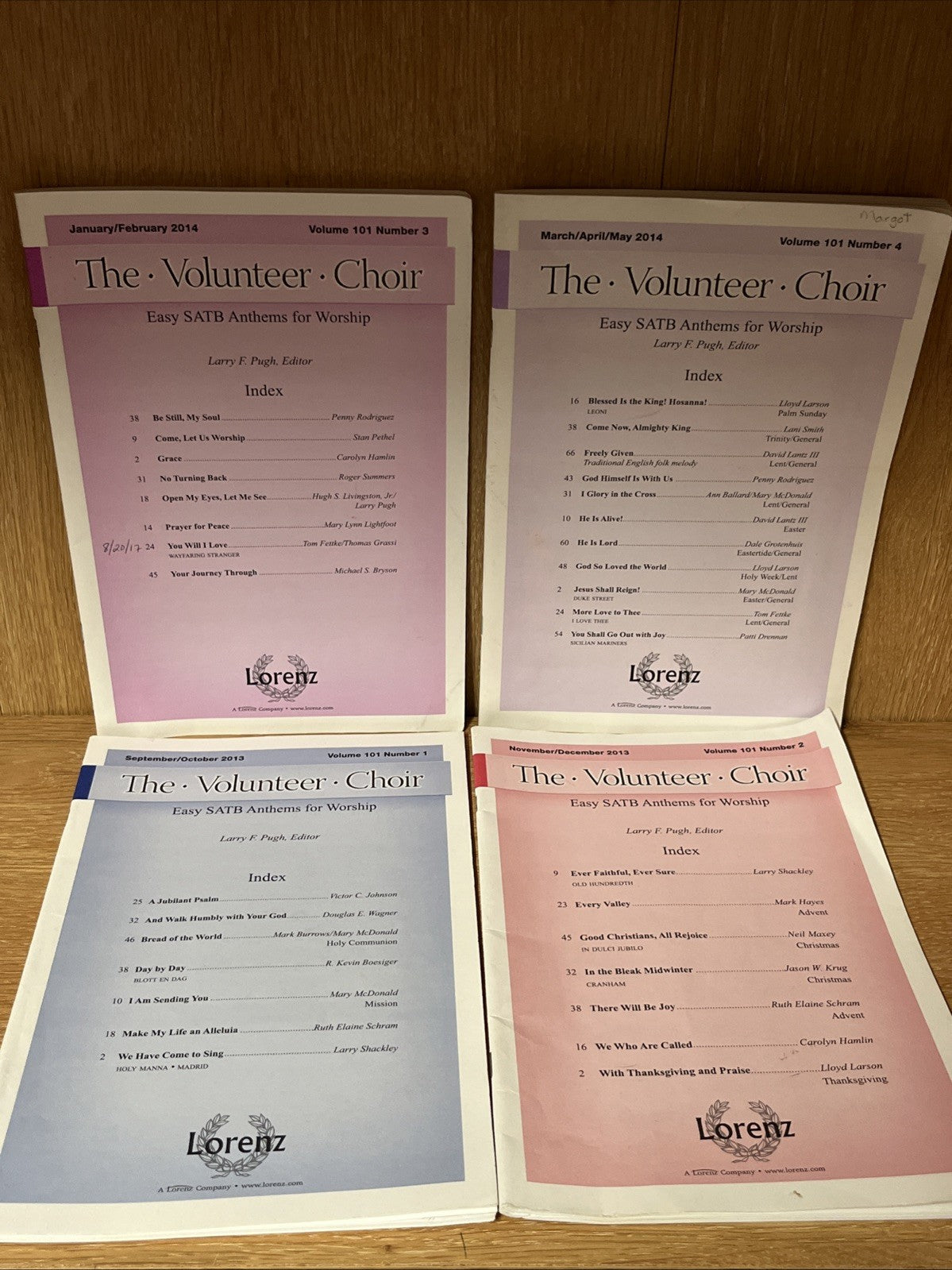 The Volunteer Choir Vol 101 . No 1,2,3,4 Publication Jan-Dec 2013-2014  Lorenz