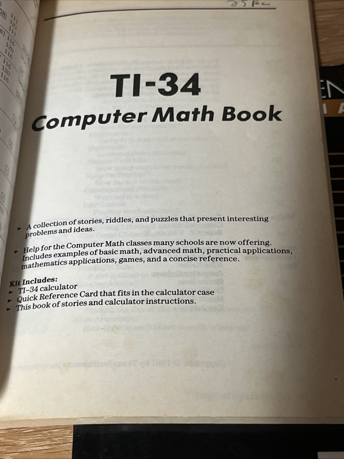Texas Instruments Scientific TI-55 111/ TI-60/ TI-34 Comp Math Guide Book Manual