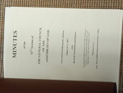 Minutes: the 52nd Session of the General Council of the Assemblies of God  