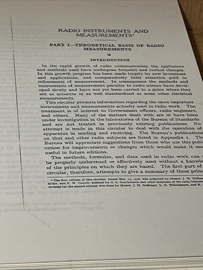Circular C74 Radio Instruments Measurements US Dept of Commerce 1937