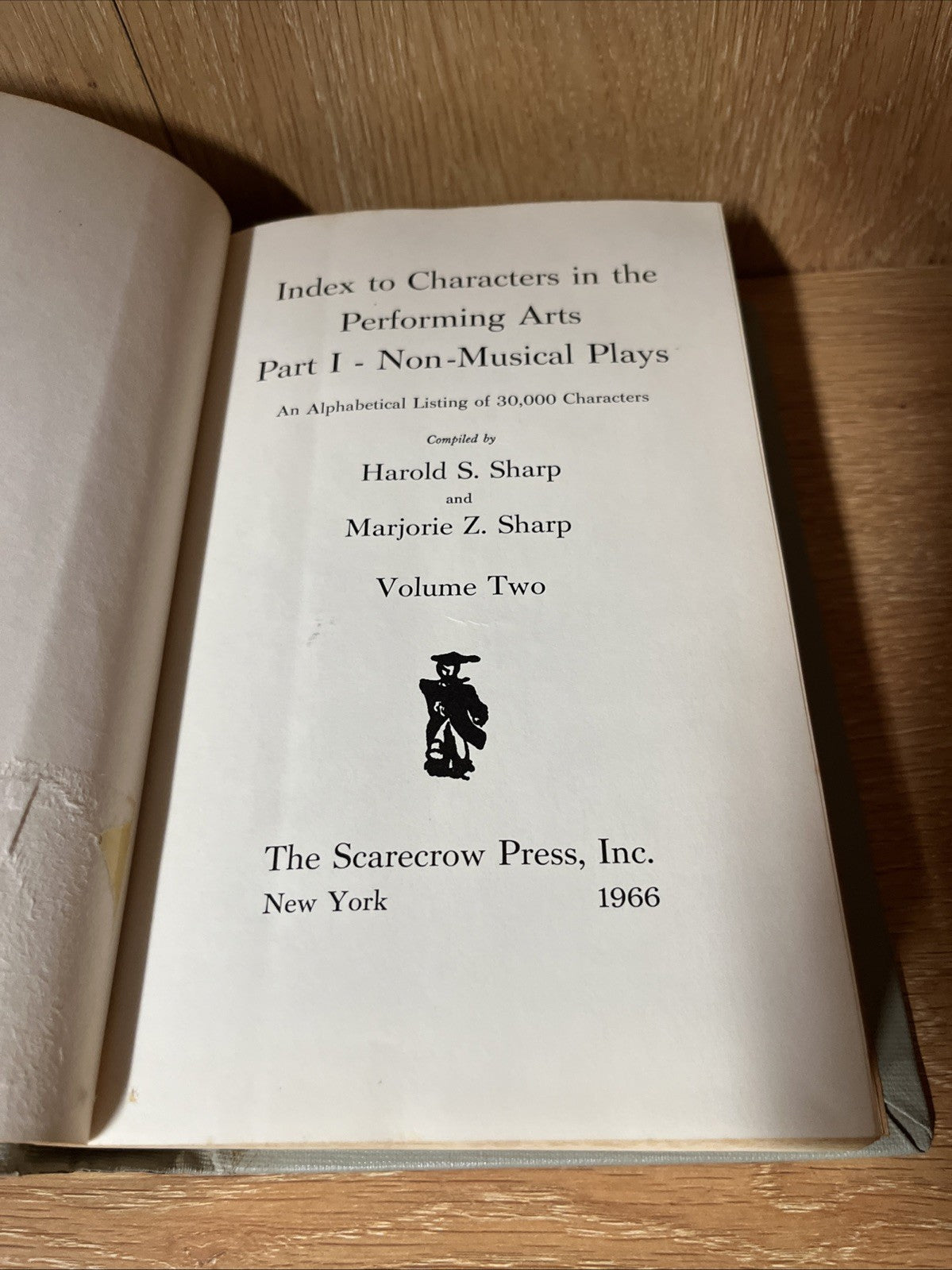 Index to Characters in the Performing Arts Vol 1 - 2 HAROLD S sharp, MARJORIE Z