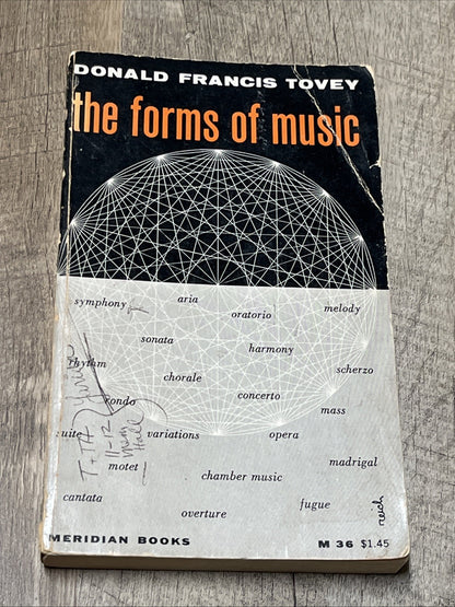 Donald Francis Tovey The Forms of Music  Vintage 7th Printing 1963 *