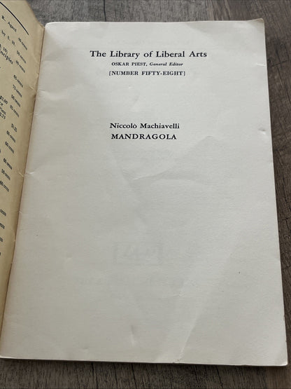 Mandragola by Niccolo Machiavelli
