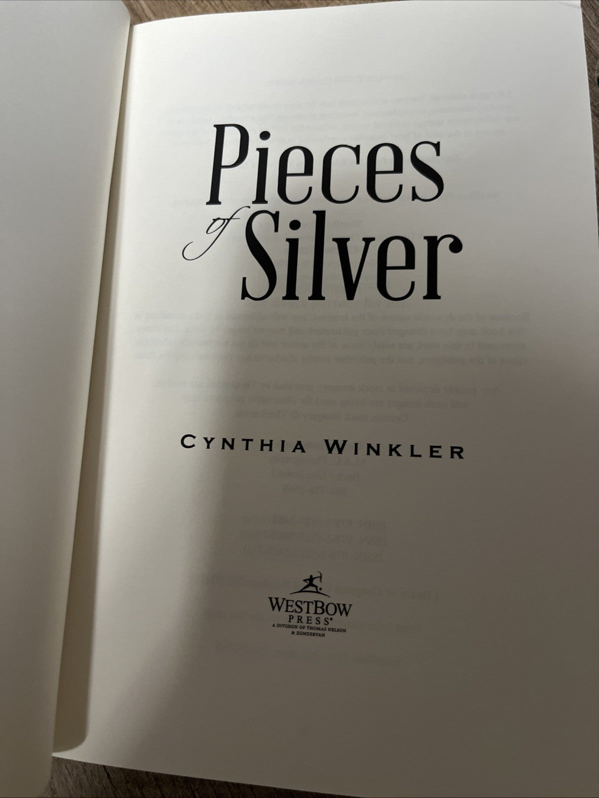Cynthia Winkler Book Lots 2 Pieces of Silver  And When The Manna Ceased (English