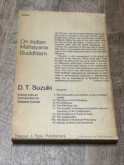 On Indian Mahayana Buddhism by D. T. Suzuki (used paperback, Harper 1968)