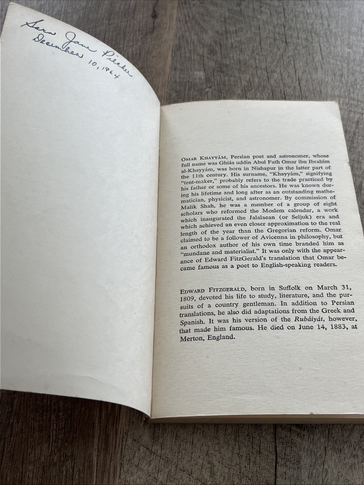 The Rubaiyat of Omar Khayyam. Translated By Edward Fitzgerald Vintage 1962