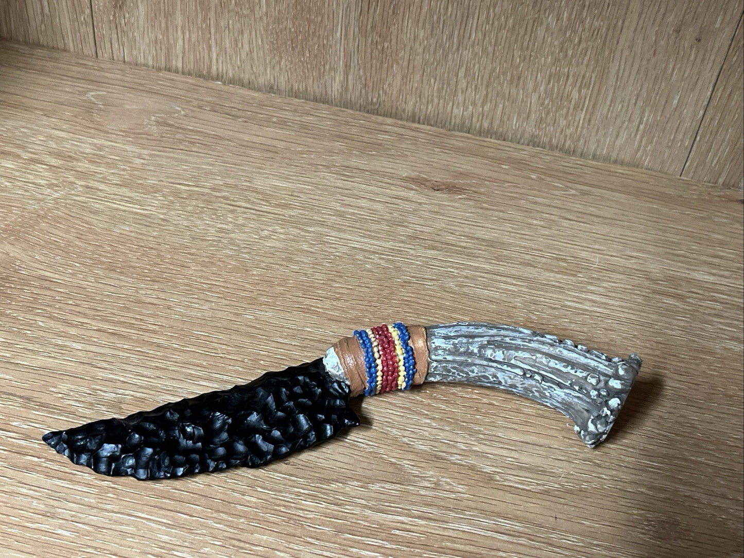 Lava Obsidian,Handmade Winchester Dagger Knife, Wrapped In Bohemian Beads 5”/8”