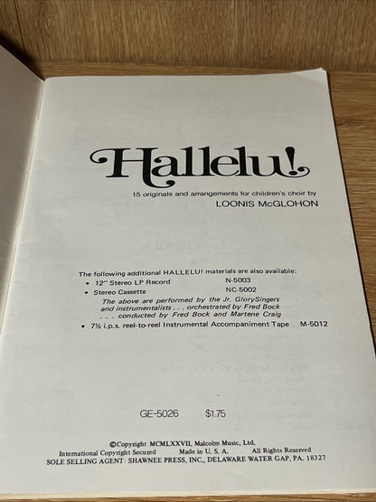 HALLELU! CHILDRENS CHOIR SHEET MUSIC WORSHIP SONGBOOK GLORYSOUND 1977