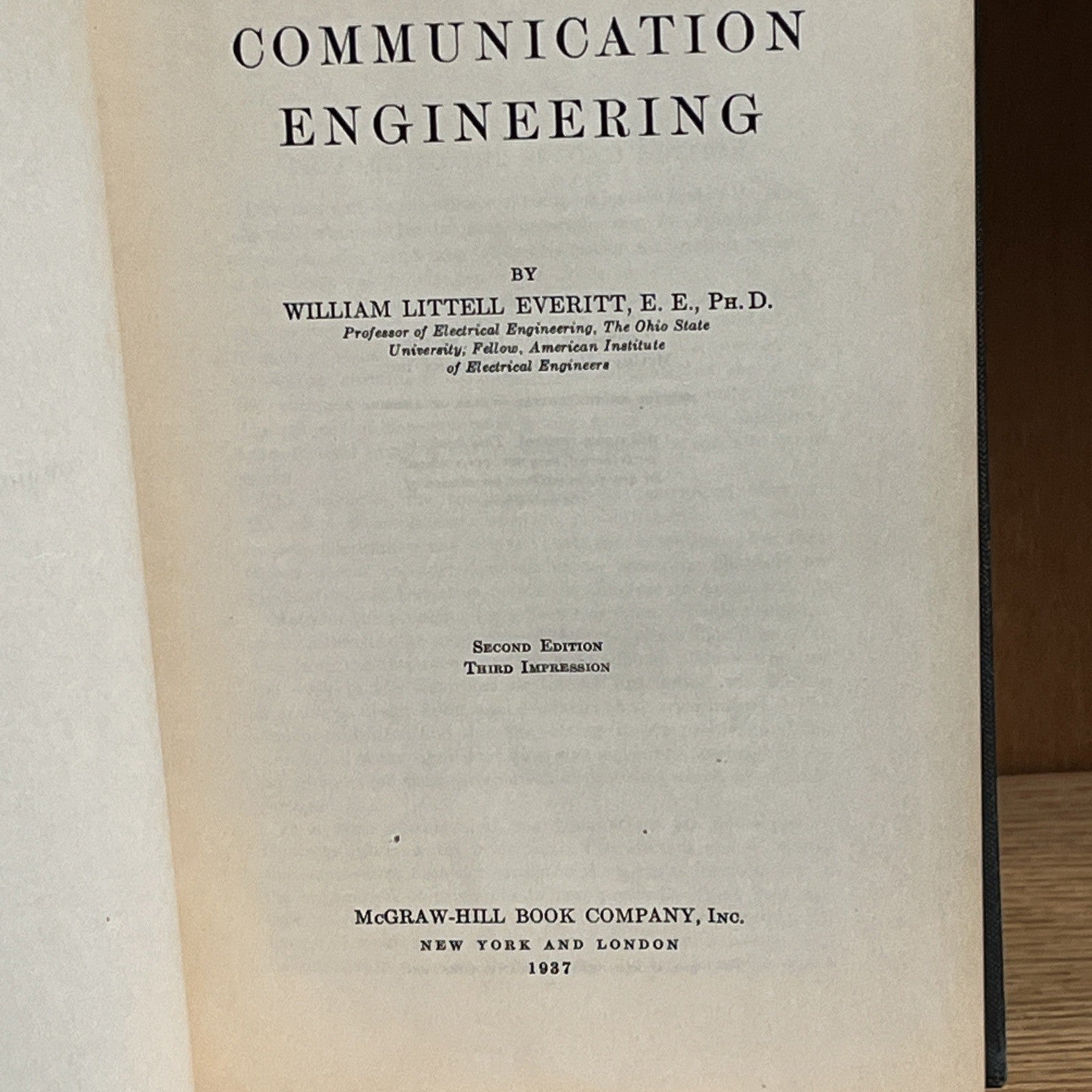 Communication Engineering by William Littell Everitt 2nd Ed, 1937 Radio,Networks