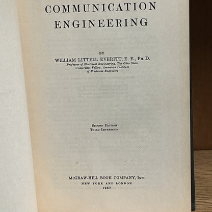 Communication Engineering by William Littell Everitt 2nd Ed, 1937 Radio,Networks