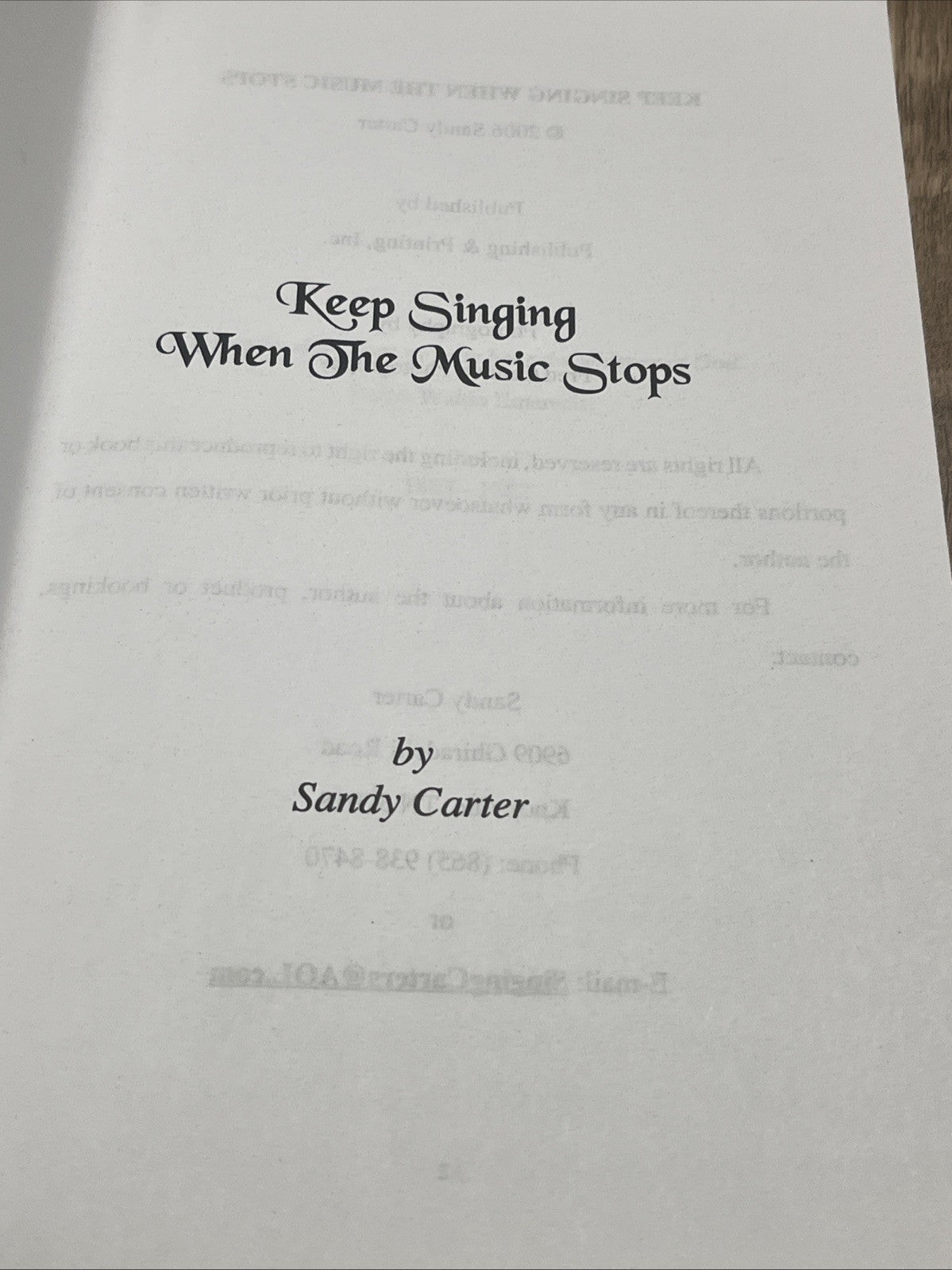 Sandy Carter Keep Singing When the Music Stops