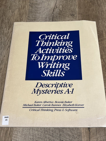 Critical Thinking Activities to Improve Writing : Descriptive Mysteries A-1