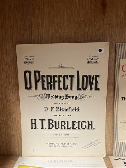 VTG Old Love Sheet Music Lot of 4 (Oh Promise Me,O Perfect Love)1800s-1920s-1951