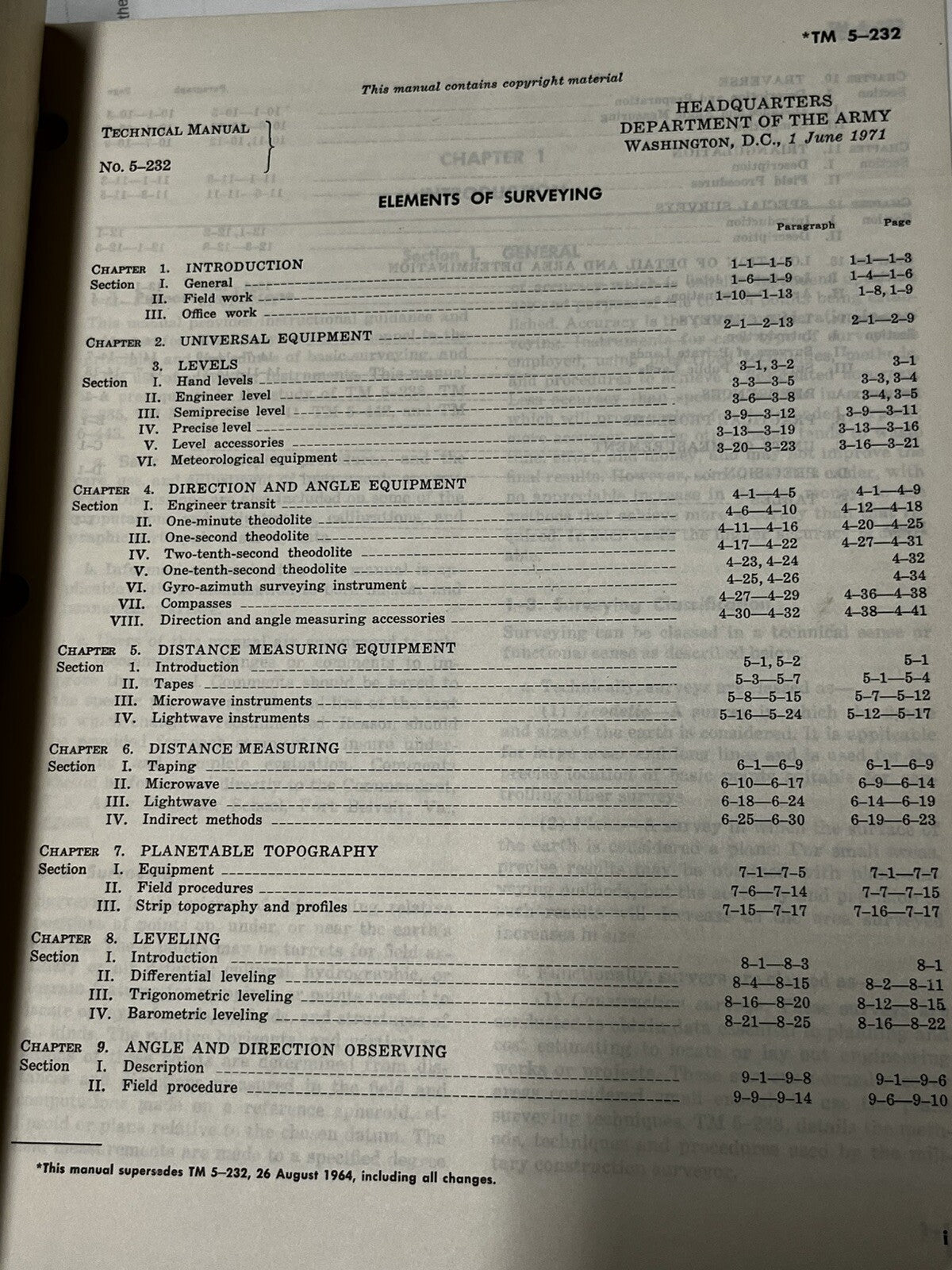 Technical Manual  Elements of Surveying TM 5-232  (1971)