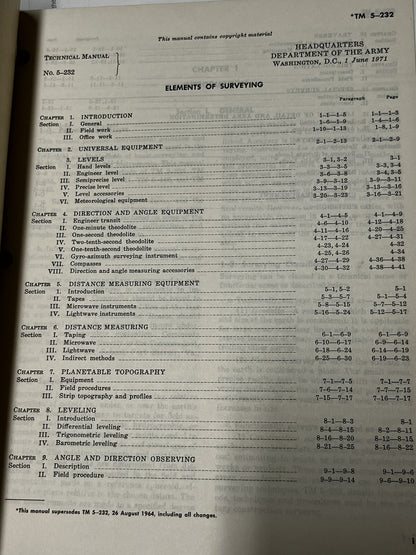 Technical Manual  Elements of Surveying TM 5-232  (1971)